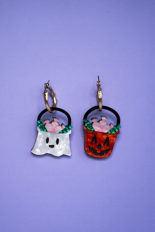 Halloween Candy Bucket Hoop Earrings