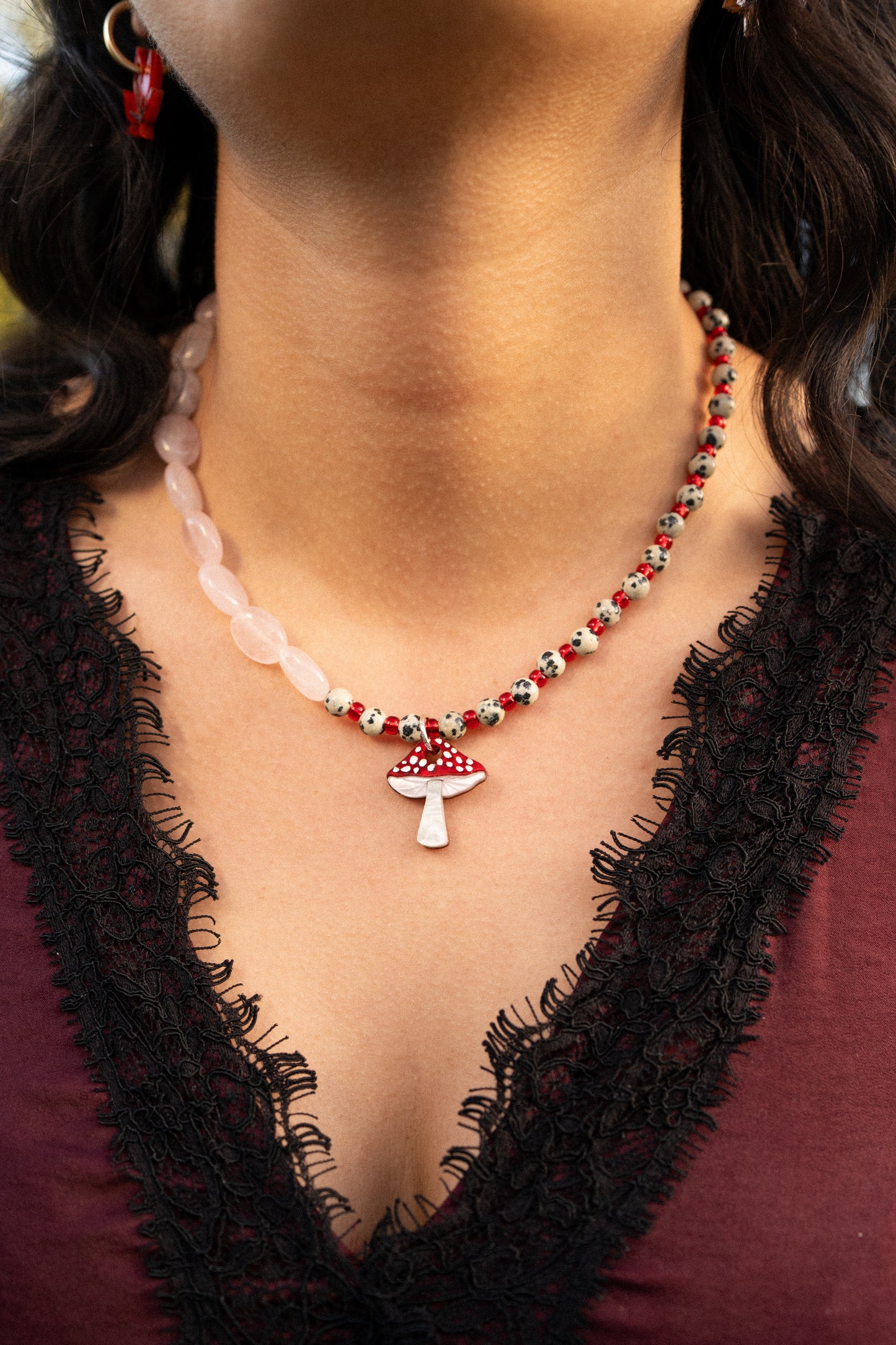 Mushroom Forest Beaded Necklace