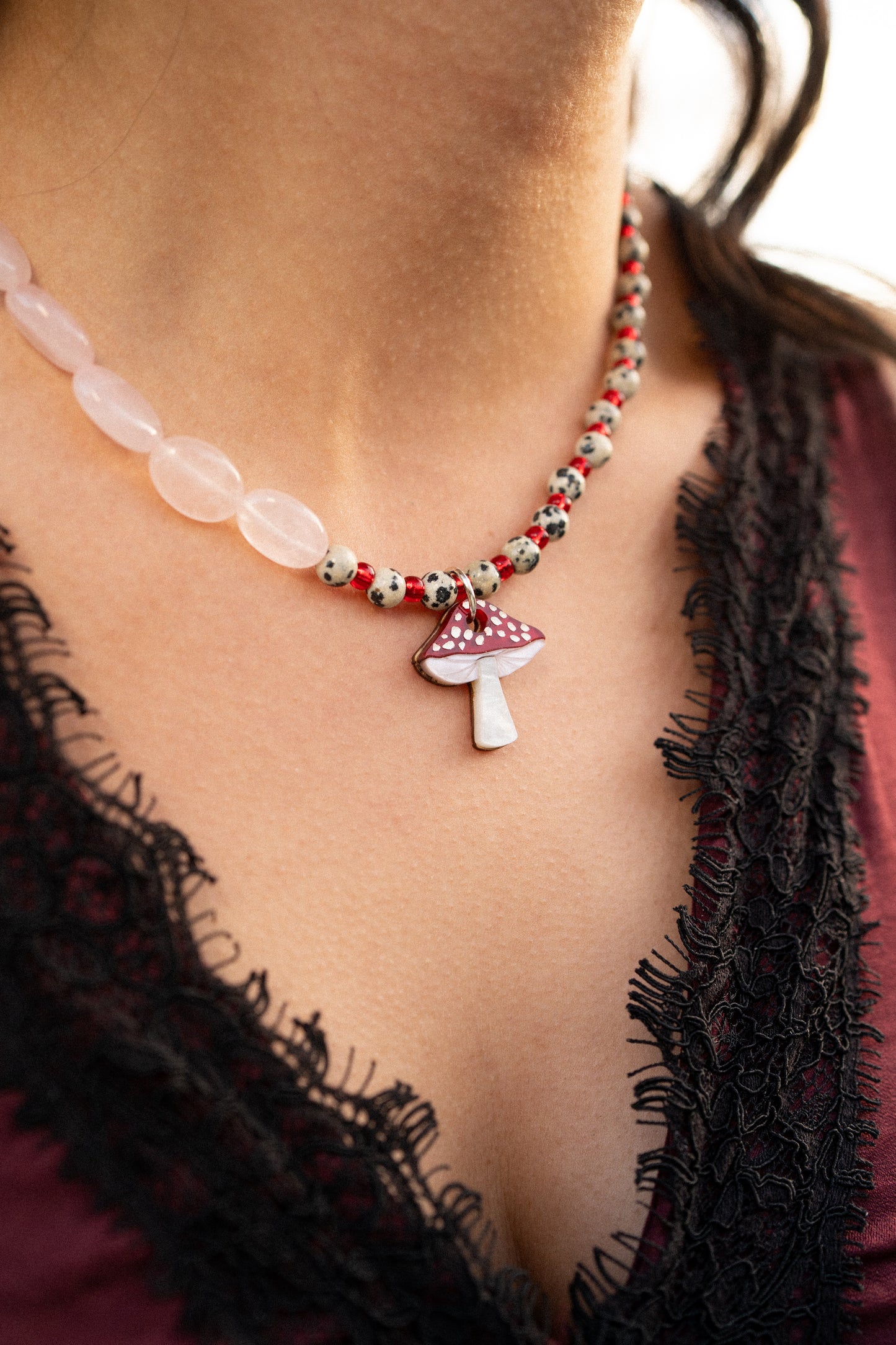 Mushroom Forest Beaded Necklace
