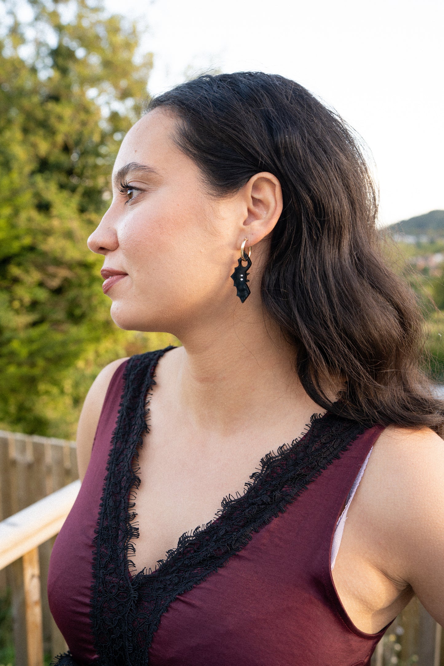 Bat Hoop Earrings
