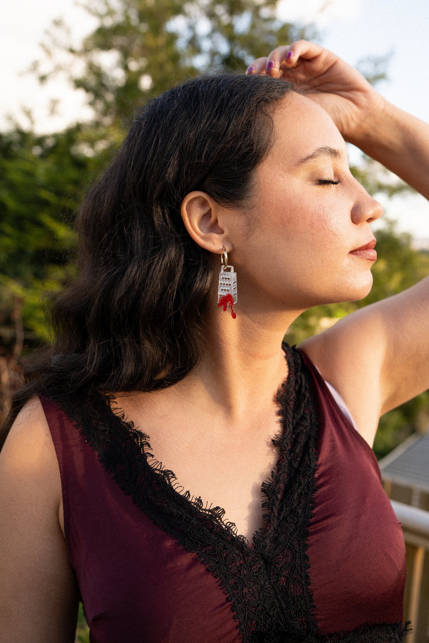 Bloody Cheese Grater Hoop Earrings