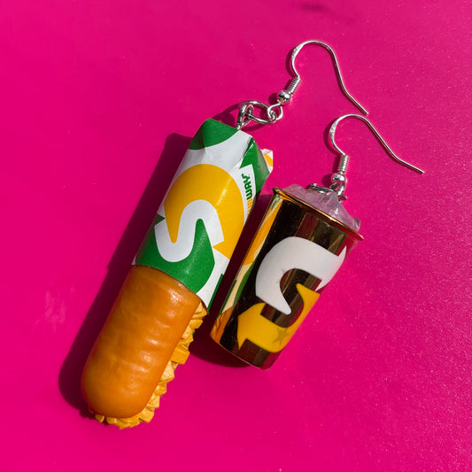 Chicken Tikka Sub and Gold Drink Earrings