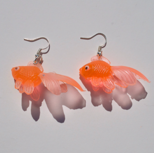 Orange Gold Fish Earrings - Cuteryko