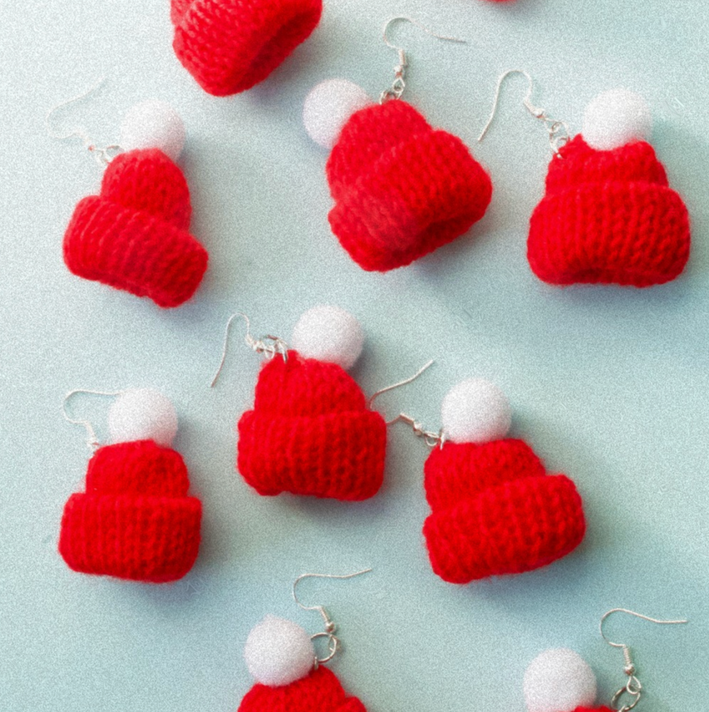 Red Bobble Hat Earrings - Cuteryko