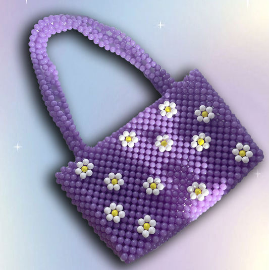 Lilac Daisy Bead Bag