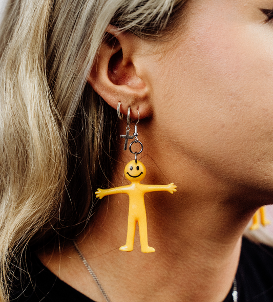 Stretchy Smiley Men Earrings