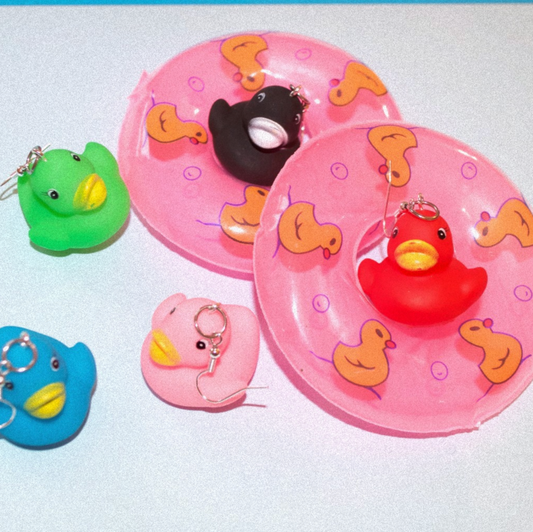 Bunte Mini Gummi-Enten-Ohrringe