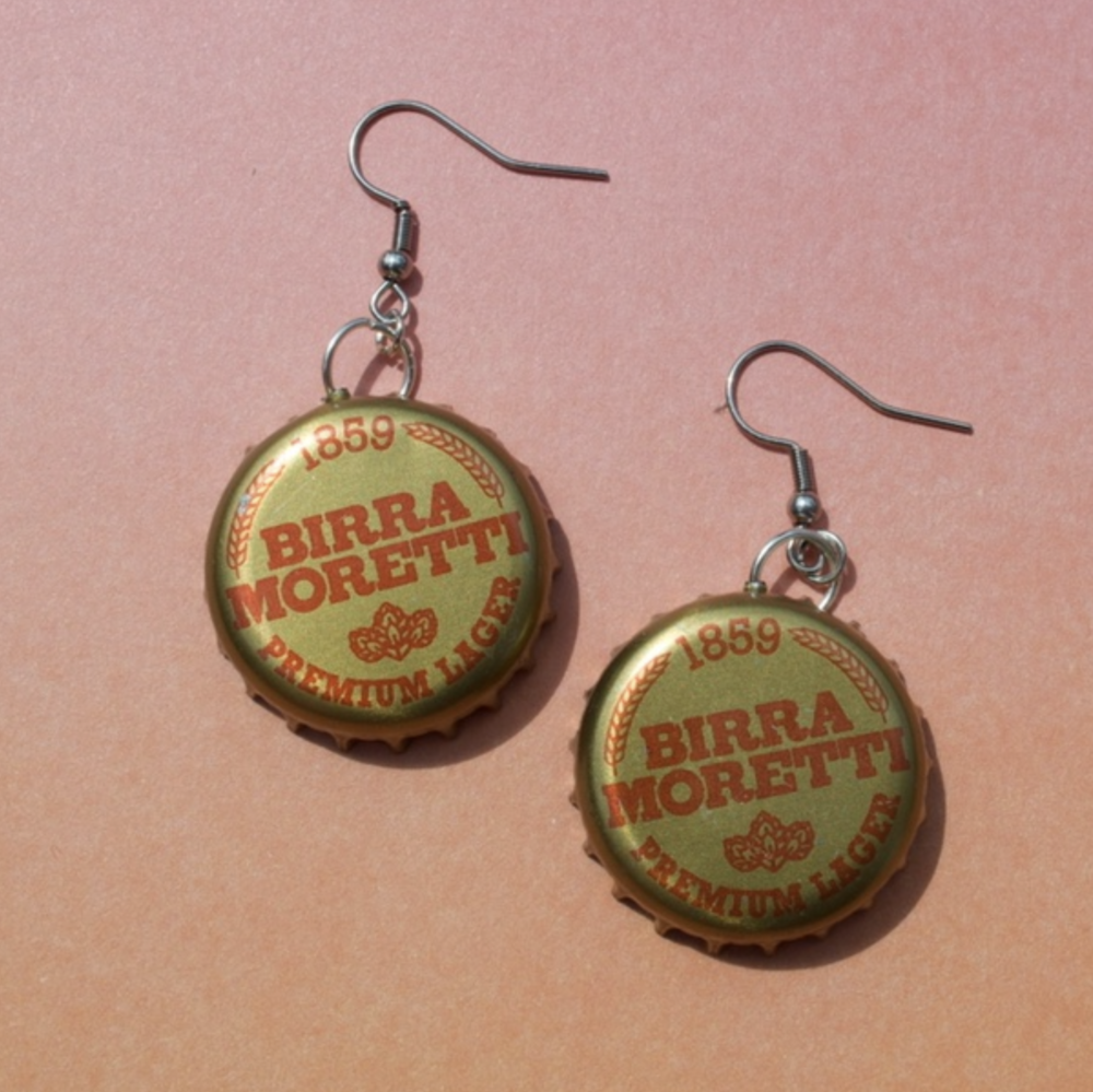 Birra Moretti Bottle Cap Earrings - Cuteryko