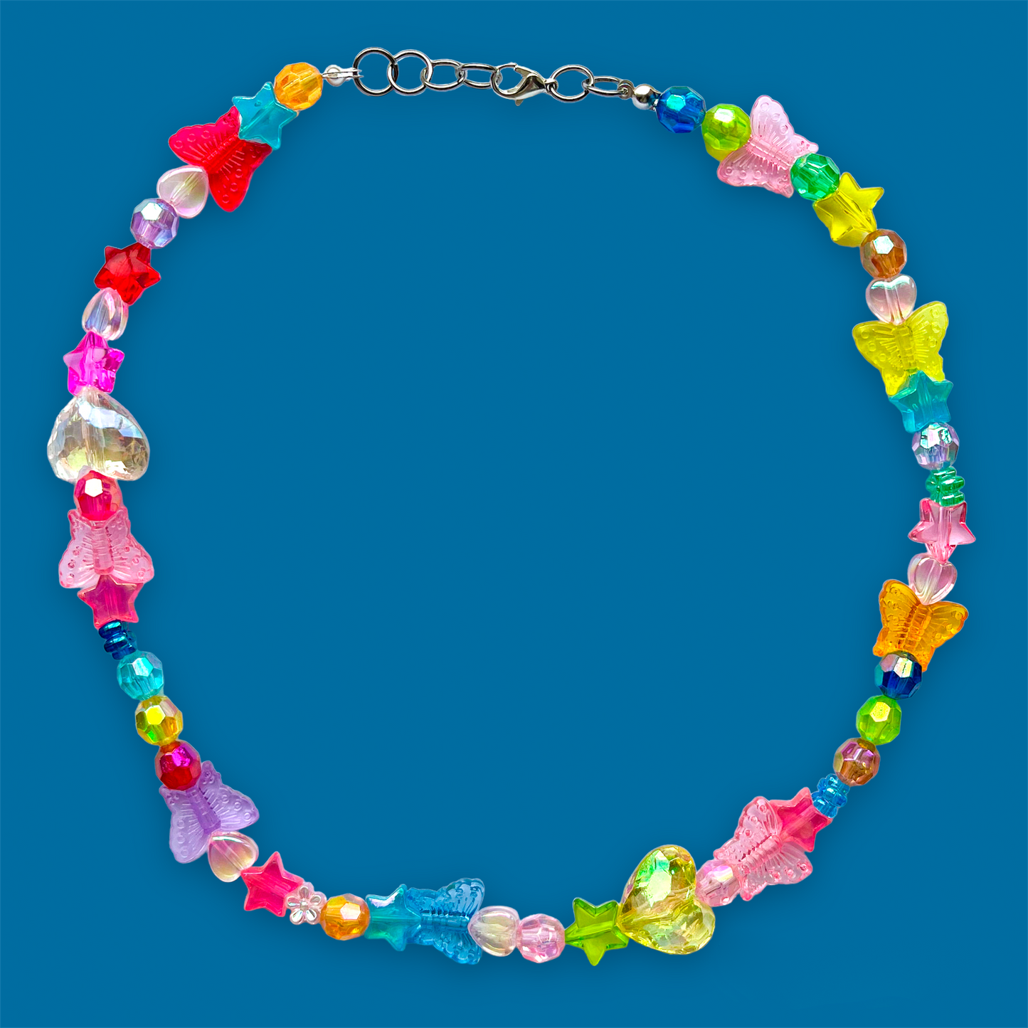 Regenbogen-Edelstein-Perlen-Halskette