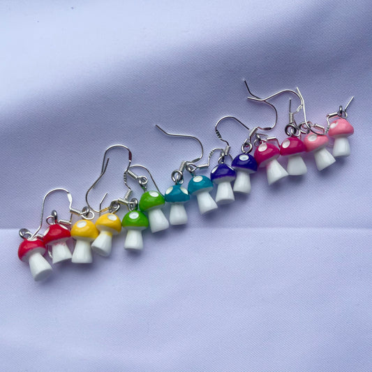 Colourful Mini Mushroom Earrings - Cuteryko