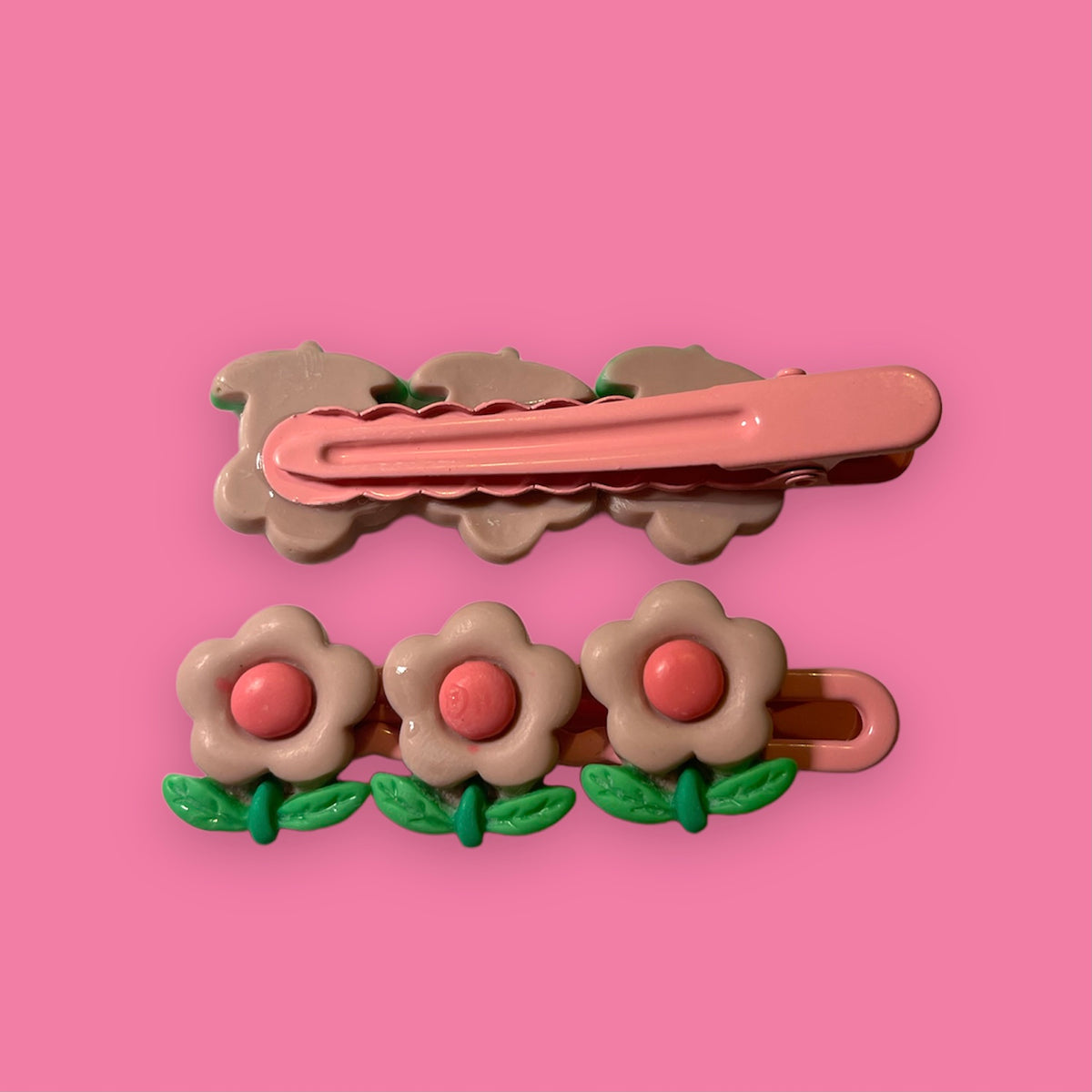 Funky Clips Cute Pink Flower Hair Clips - Set of 2 – Cuteryko