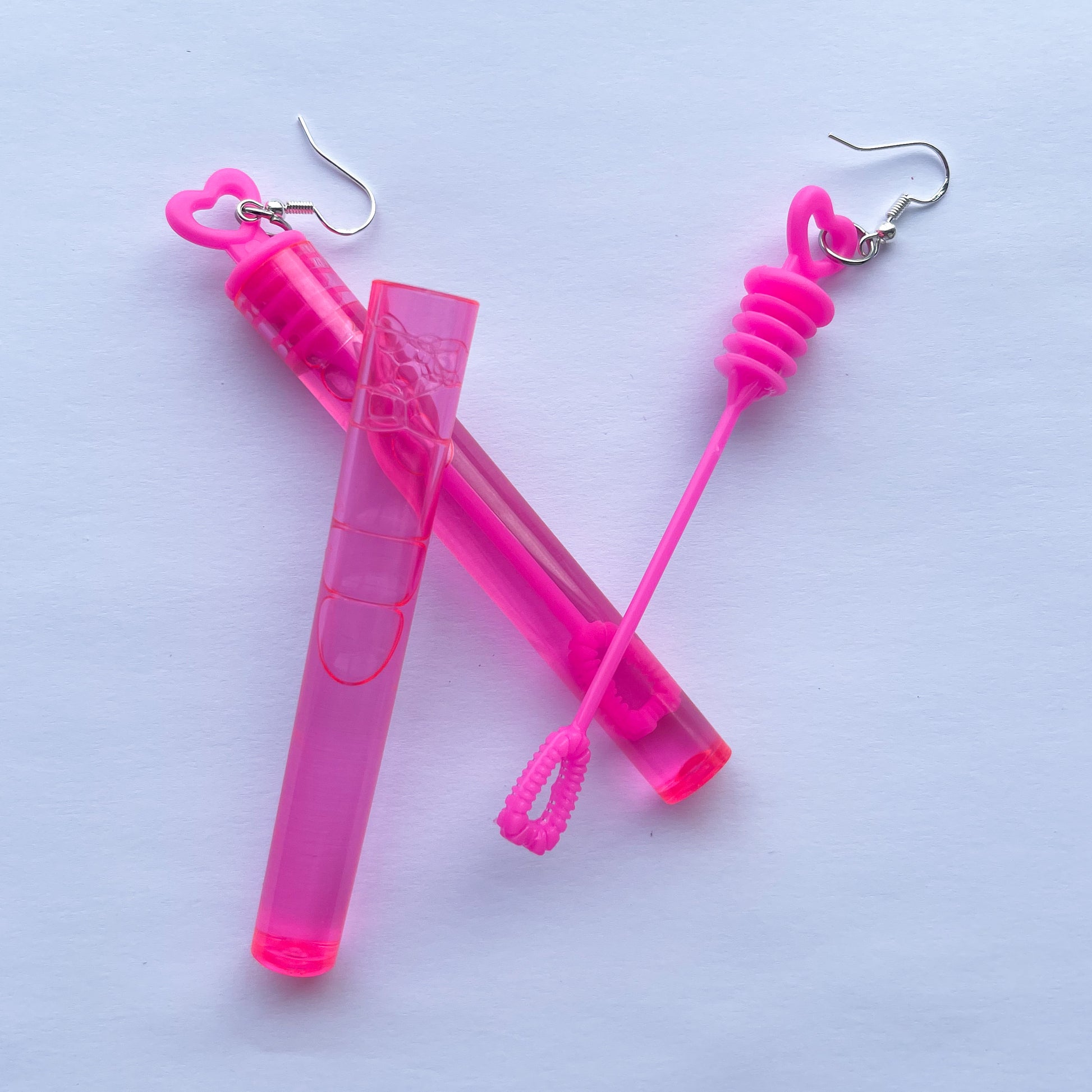 Pink Bubble Heart Earrings - Cuteryko