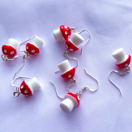 Red Mini Mushroom Earrings