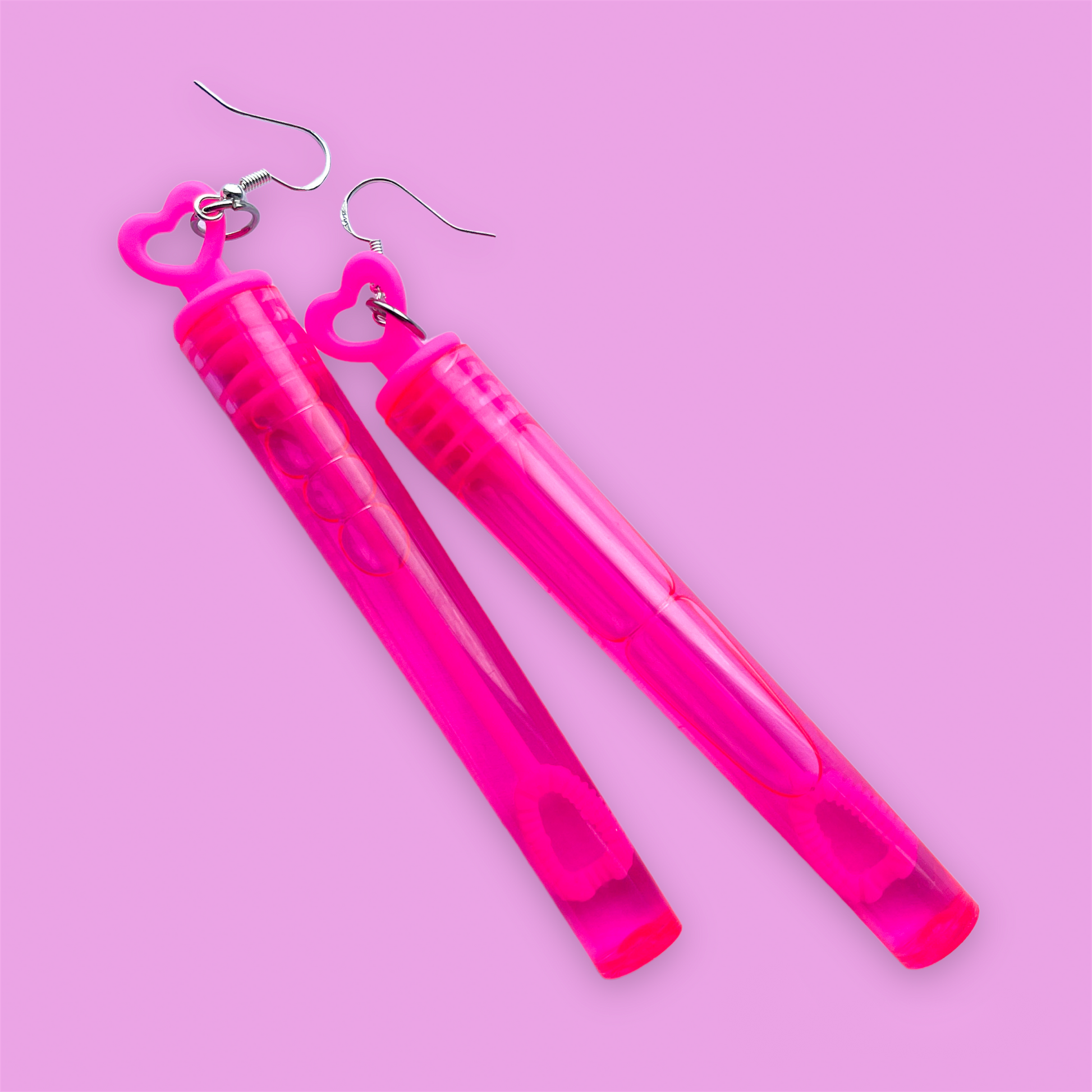 Pink Bubble Heart Earrings - Cuteryko