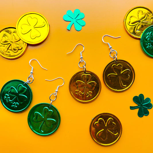 Pendientes de monedas del día de San Patricio