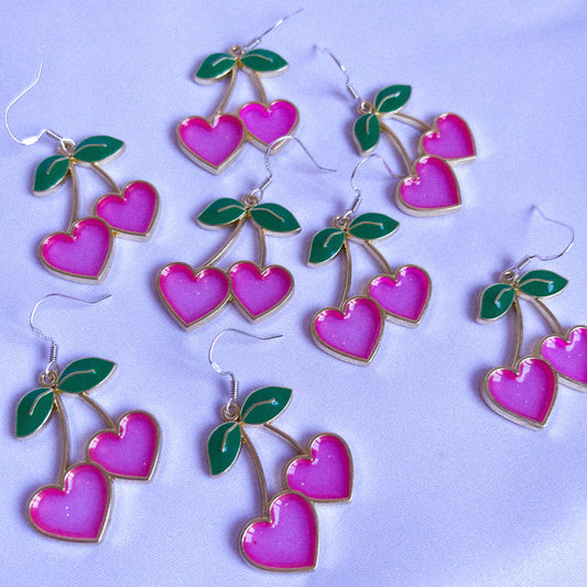 Cherry Heart Earrings - Cuteryko