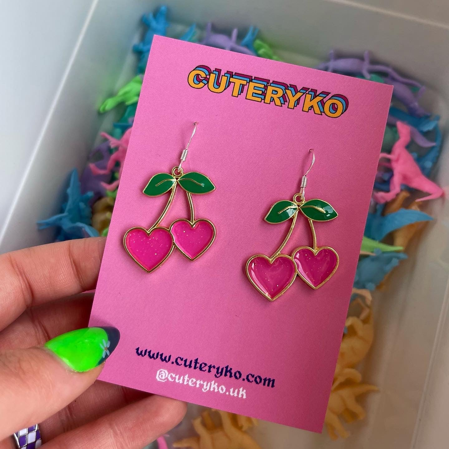 Cherry Heart Earrings - Cuteryko