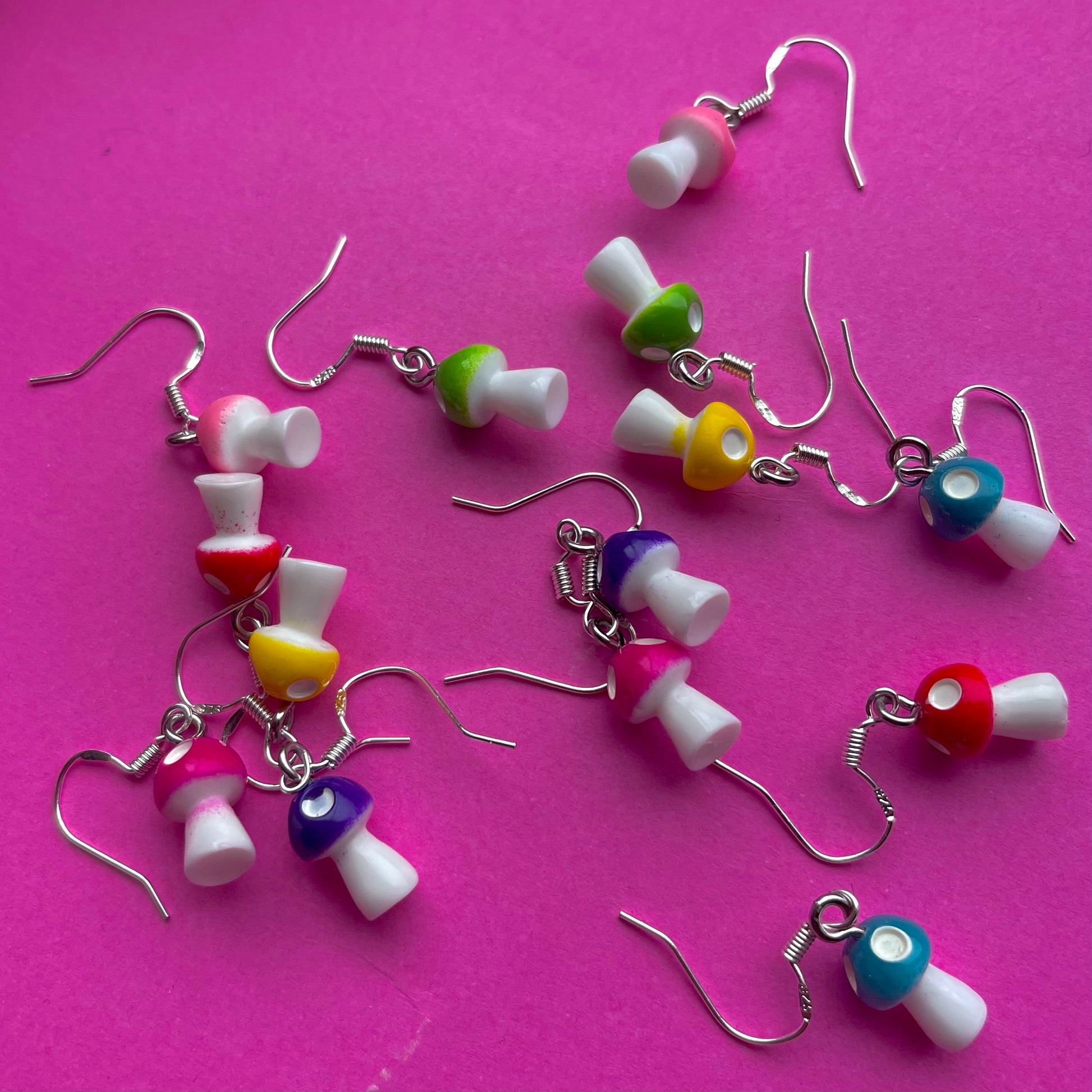 Colourful Mini Mushroom Earrings - Cuteryko